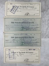 4 Antique 1912–1917 Hamlin Oil Company Checks Pleasantville Ohio Oil Ephemera picture