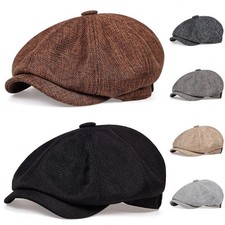 Vintage Newsboy Cap Gatsby Hat Classic 8 Panel Flat Ivy Cabbie Driver Cap picture