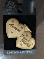 DLR Two Hearts Sleeping Beauty Aurora Phillip Jeweled Hinged Pin On Card picture