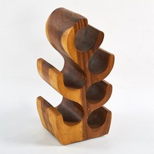 Hand-Carved Suar Wood Tree Shaped Wine Rack Bottle Holder Brown for 6/8/12 picture