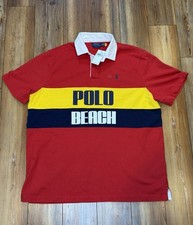 NWT Polo Ralph Lauren Red, Yellow & Navy 'Polo Beach' Rugby Classic Fit XL picture
