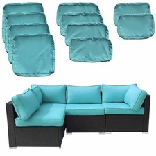 10X Outdoor Patio Furniture Cushion Cover Set Replacement Covers Slipcover Cyan picture