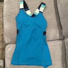 Teal Blue Lululemon Tank Top Built In Bra Shirt Women's Size 4 picture