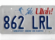 UTAH passenger license plate 