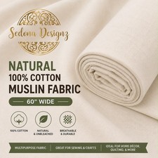 5 Yards Natural 100% Cotton Muslin Fabric/Textile Unbleached Draping Fabric picture