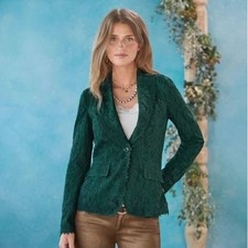 NEW SUNDANCE Emerald Green Verde Lace Blazer Jacket Coquette Lacey X-Small picture