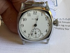 C. 1913 ELGIN 198 0/s  RESTORED WW1 ERA MENS WATCH -15 JEWEL -PORCELAIN DIAL picture