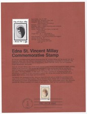 First Day of Issue Commemorative Stamp 1981 Edna St Vincent Millay Austerlitz NY picture