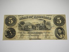 $5 1860 Dalton Georgia Obsolete Currency Bank Note Bill -Bank of Whitfield UNC++ picture
