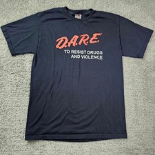 Vintage DARE T-Shirt Adult M Black Resist Drugs Violence Fruit of the Loom picture