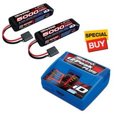 Traxxas 5000mAh 7.4v 2-Cell 25C LiPo Battery (2) w/ EZ-Peak Plus Fast Charger picture