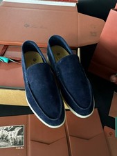 EUR 45 Men's Loro Piana Dark Blue Suede Loafers picture