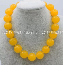 Huge 20MM Natural Yellow Topaz Gemstone Smooth Round Ball Beads Necklace 16-36'' picture