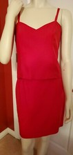 VTG Silk Skirt Jacket Camisole 3PC Set RED HOT BALIN Designer Beverly Hills Sz 6 picture