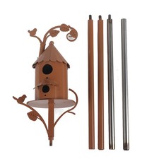 Metal Bird House with Pole Metal Art Cottage Bird House Stakes Hummingbird House picture