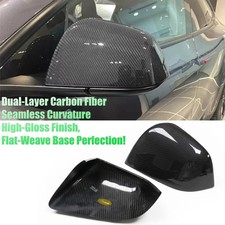 Real Dry Carbon Fiber Side Mirror Covers For Tesla Model Y 2020-2024 Gloss Black picture