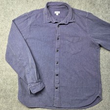 Steven Alan Shirt Mens L Made in USA Blue Oxford Textured Cotton Button Up picture