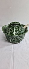 Vintage Subtil Portugal green cabbage leaf soup tureen with laddel  picture