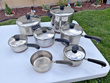 LOT OF 13 PIECES VTG 1801 Revere Ware assorted Pot Pan Set Copper Bottom picture