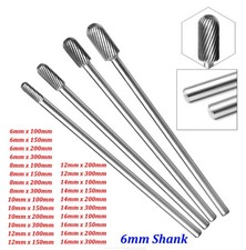 6-16mm Tungsten Carbide Rotary Burr Bit Cutting File Extra Long 6mm Shank Drill picture