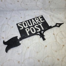Vintage Cast Iron Double Sided Railroad Arrow Sign SQUARE POST Pole Topper picture