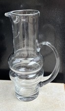 Krosno Poland Glass Water Pitcher Vase Clear Ribbed Rare Thick Glass NOS picture