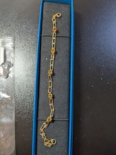 18K Gold Over SS 2.70 CTW Yellow Citrine Paper Clip Chain Bracelet picture