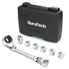 DURATECH 7-In-1 Ratcheting Wrench Set Flex-Head Open Tubing Wrench Metric 8-14mm picture