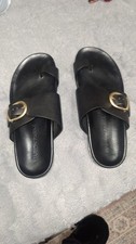 $495 Marion Parke Women's Black Cyrus Buckle Flat Slide  picture