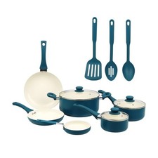 Mainstays 12 Piece Ceramic Nonstick Aluminum Cookware Set, Corsair Blue picture