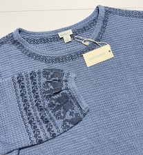 NWT Sundance Embroidered Pullover Sweater Blouse Blue Boho Relaxed Peasant L picture