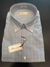 Peter Millar Shirt Mens XL NWT Blue Plaid Tattersall Button Down Sport MS17W27CB picture