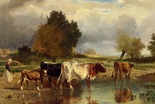 stunning oil painting handpainted on canvas-cows picture