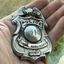 RARE Antique “Bell Aircraft Corp. Police Sergeant” Badge 1930’s-‘40’s picture