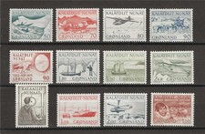 Greenland 1963-76 variety 12 stamps MNH picture