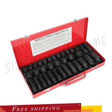 35pcs 1/2 Inch Drive Deep Impact Socket Tool Set Metric Garage Workshop Tools picture