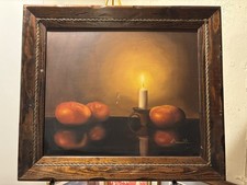 Original Garnelli “Summer Eve Harvest” Oil Painting Signed Still Life Framed picture