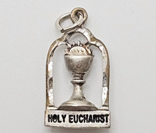 Vintage Sterling Silver Holy Eucharist Charm Pendant First Communion picture