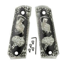 1911 Grips Full-Size Custom Gun Grips 1911 Full size Grips Engraved Grim Reaper picture