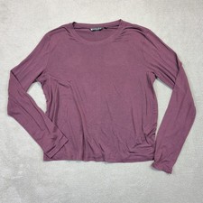 Athleta Shirt Womens Medium Plum Long Sleeve Crew Neck Modal Blend Athleisure picture