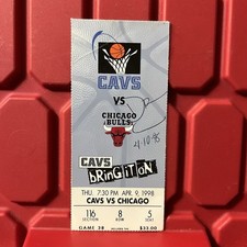 Cleveland Cavaliers Vs Chicago Bulls Ticket Stub Jordan Pre Owned C Vintage 1998 picture