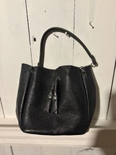 Andrea Cardone Italia Black leather crossbody tassle drawstring purse Size Small picture