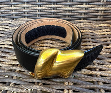 Vintage De Vecchi by Hamilton Hodge Black Leather Belt Women Sz S Made in Italy picture