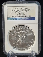 2011 S Silver Eagle Early Release NGC MS69 25th Anniversary Blue Label picture