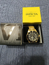 NEW Invicta Men's Pro Diver Gold Tone Black Carbon Fiber Dial Watch 200M NIB picture