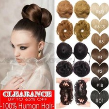 Russian 100% Real Human Hair Messy Bun Updo Style Extensions Brown Blonde Black picture