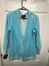 Lane Bryant Cardigan Size 18/20 Blue Button Up Knit Hooded Sweater picture