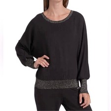 NWT Ramy Brook Hilary Metallic Trim Sweater Women's Black Gold Size Small picture