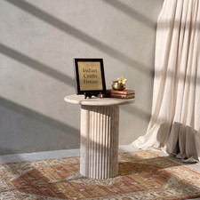 Exquisite Hand-Polished Travertine Round Tabletop - Table top only - 12