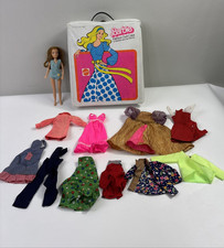Vintage 1975 Mattel white vinyl Barbie fashion case W/ Vintage Clothes & Doll picture